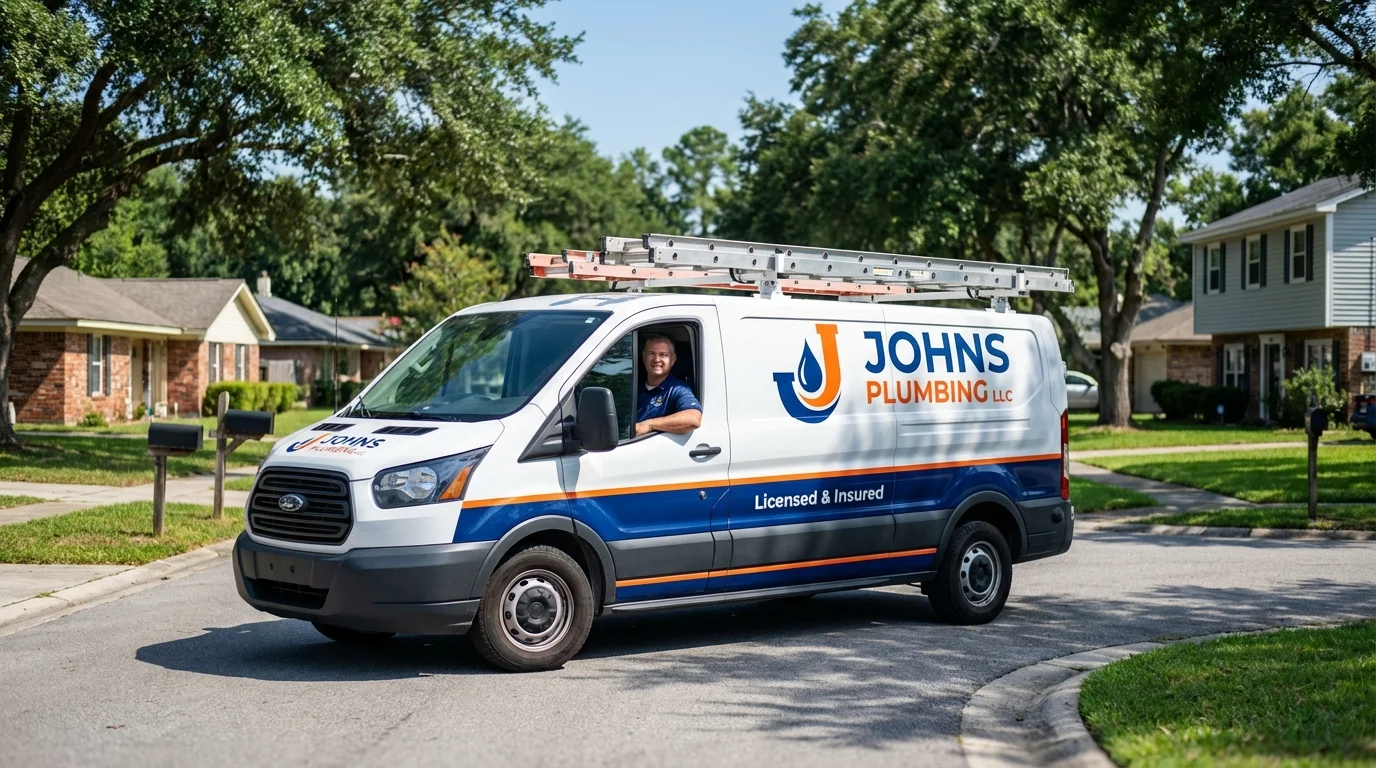 Johns Plumbing LLC service van in Gadsden, AL