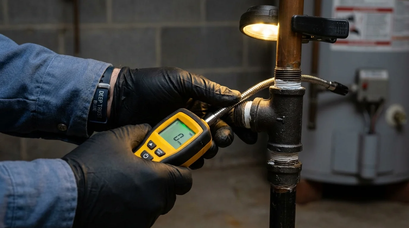 Gas leak detection with electronic sniffer by Johns Plumbing LLC in Gadsden